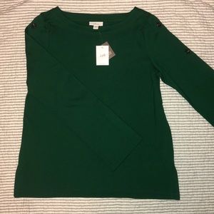 Ponte Knit Buttoned-Sleeve Top